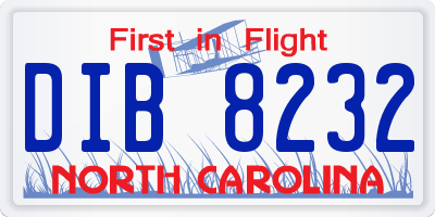 NC license plate DIB8232
