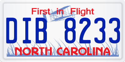NC license plate DIB8233