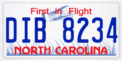 NC license plate DIB8234