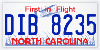 NC license plate DIB8235