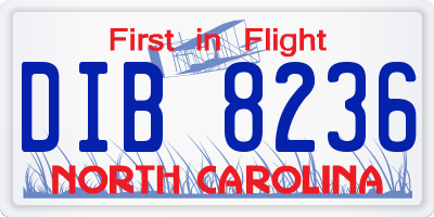NC license plate DIB8236