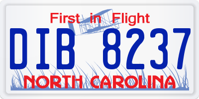 NC license plate DIB8237