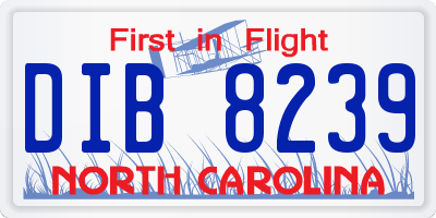 NC license plate DIB8239