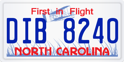 NC license plate DIB8240