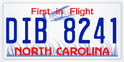 NC license plate DIB8241