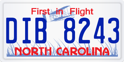 NC license plate DIB8243