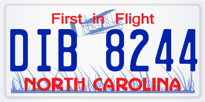 NC license plate DIB8244
