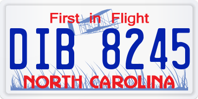 NC license plate DIB8245