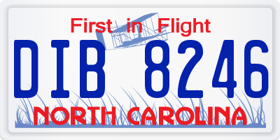 NC license plate DIB8246