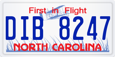 NC license plate DIB8247