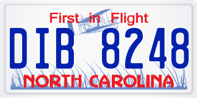 NC license plate DIB8248