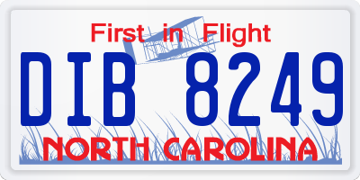 NC license plate DIB8249
