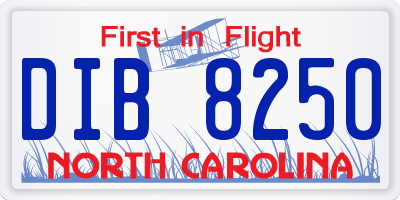 NC license plate DIB8250