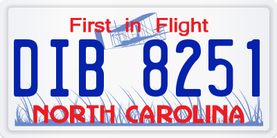 NC license plate DIB8251