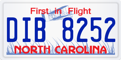 NC license plate DIB8252