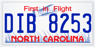 NC license plate DIB8253