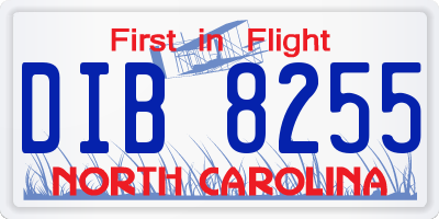 NC license plate DIB8255