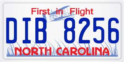 NC license plate DIB8256