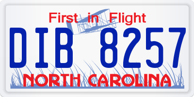 NC license plate DIB8257