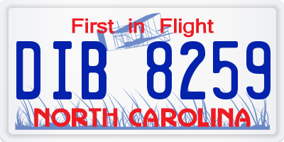 NC license plate DIB8259