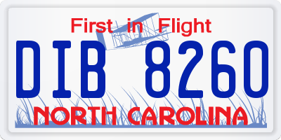 NC license plate DIB8260