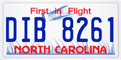 NC license plate DIB8261