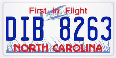 NC license plate DIB8263