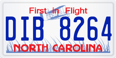 NC license plate DIB8264