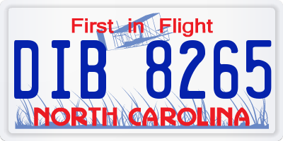 NC license plate DIB8265