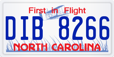 NC license plate DIB8266