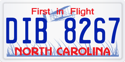 NC license plate DIB8267