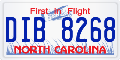 NC license plate DIB8268