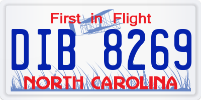 NC license plate DIB8269