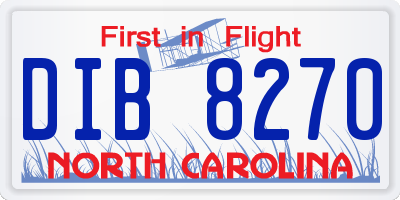 NC license plate DIB8270