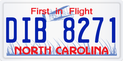 NC license plate DIB8271