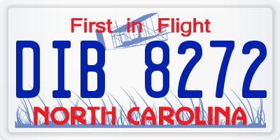 NC license plate DIB8272