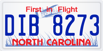 NC license plate DIB8273