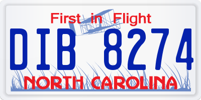 NC license plate DIB8274