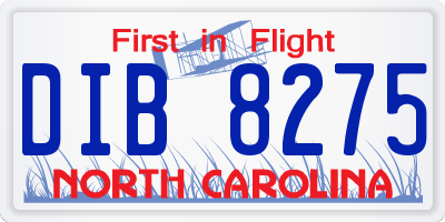 NC license plate DIB8275