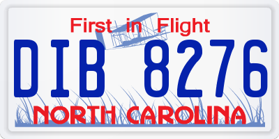 NC license plate DIB8276