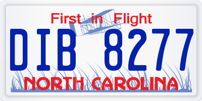 NC license plate DIB8277