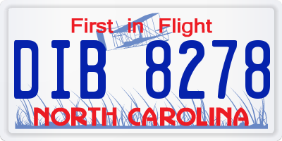 NC license plate DIB8278
