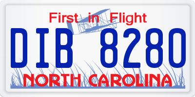 NC license plate DIB8280