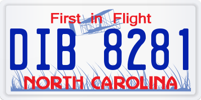 NC license plate DIB8281