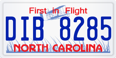NC license plate DIB8285