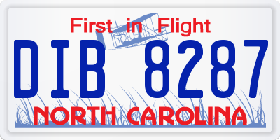 NC license plate DIB8287
