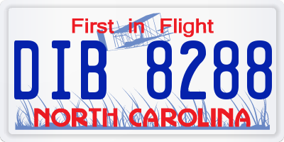 NC license plate DIB8288