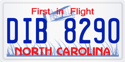 NC license plate DIB8290