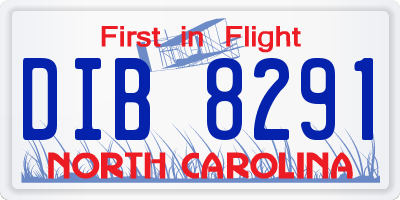 NC license plate DIB8291