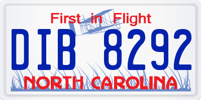 NC license plate DIB8292